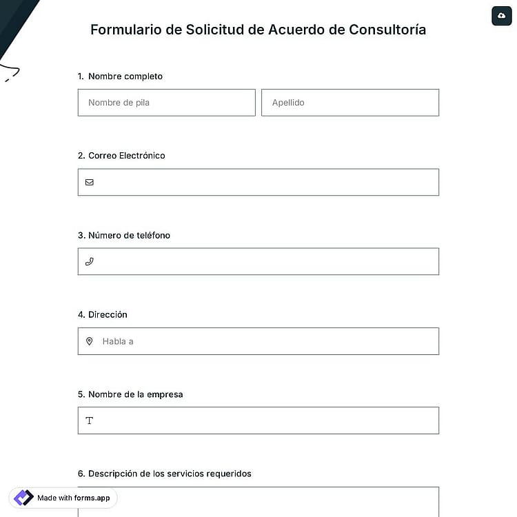 Formulario de Solicitud de Acuerdo de Consultoría
