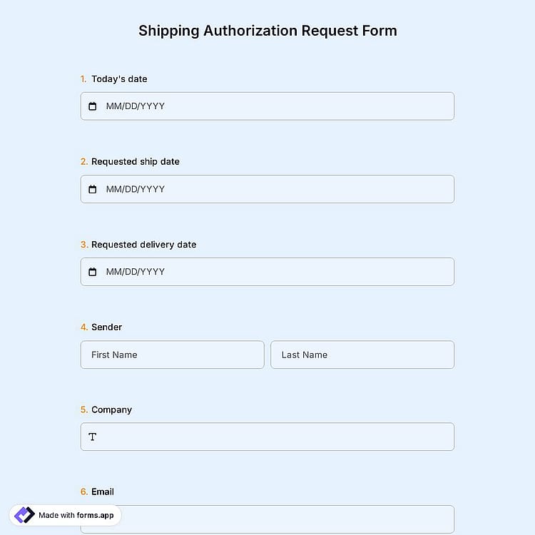 Shipping Authorization Request Form