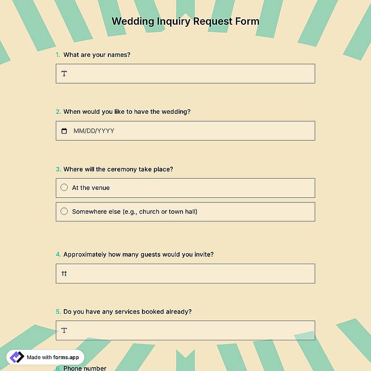 Wedding Inquiry Request Form