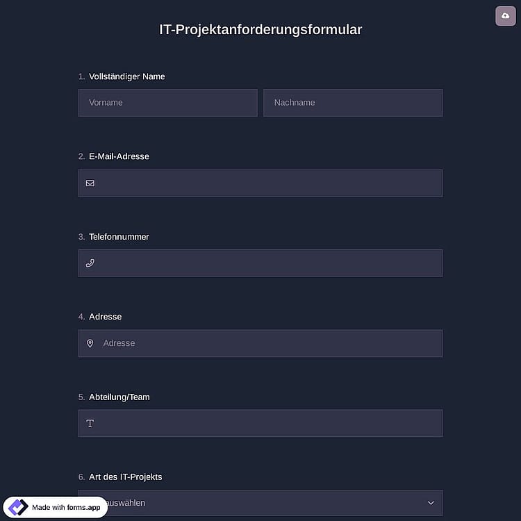 IT-Projektanforderungsformular
