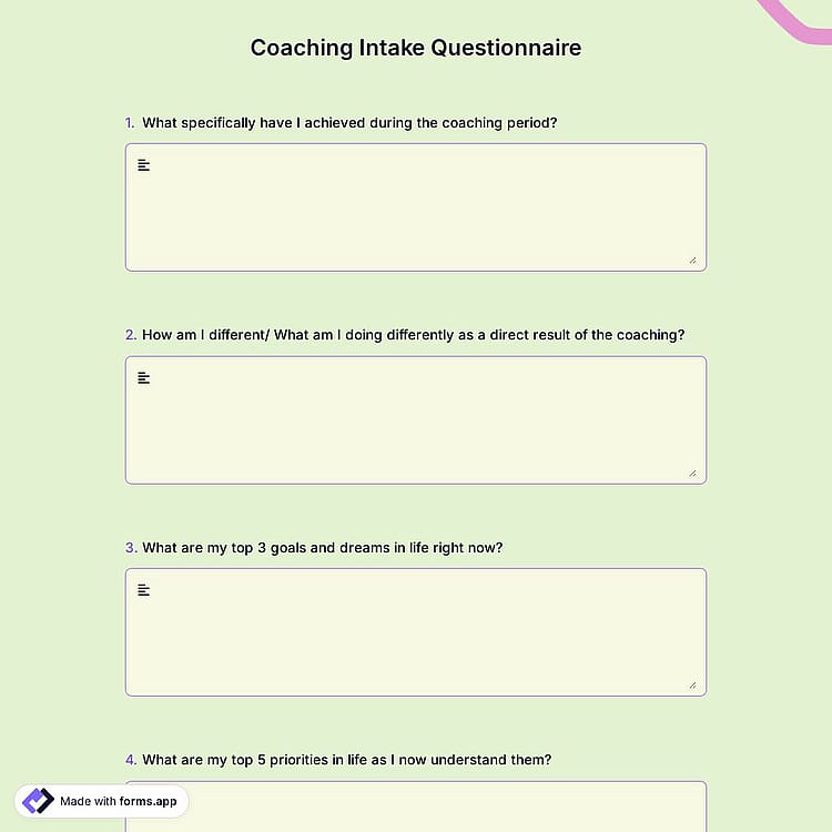 Coaching Intake Questionnaire