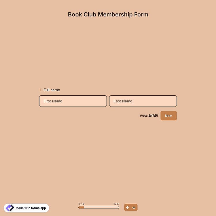 Book Club Membership Form
