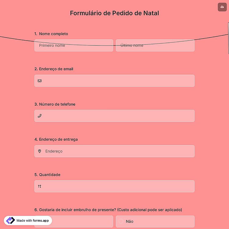 Formulário de Pedido de Natal