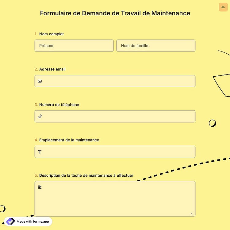 Formulaire de Demande de Travail de Maintenance