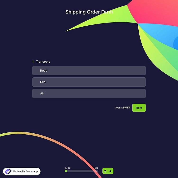 Shipping Order Form