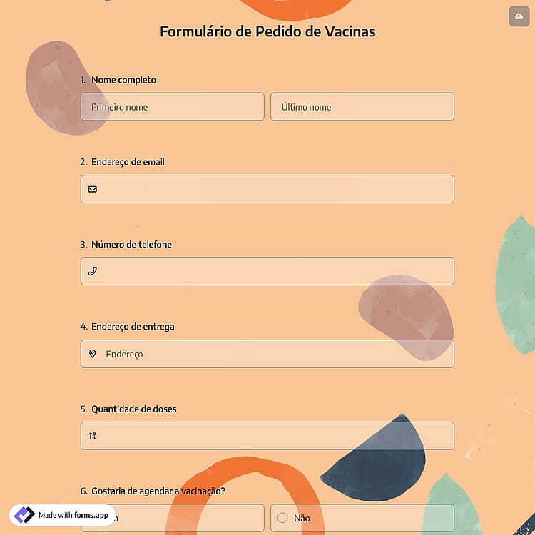 Formulário de Pedido de Vacinas