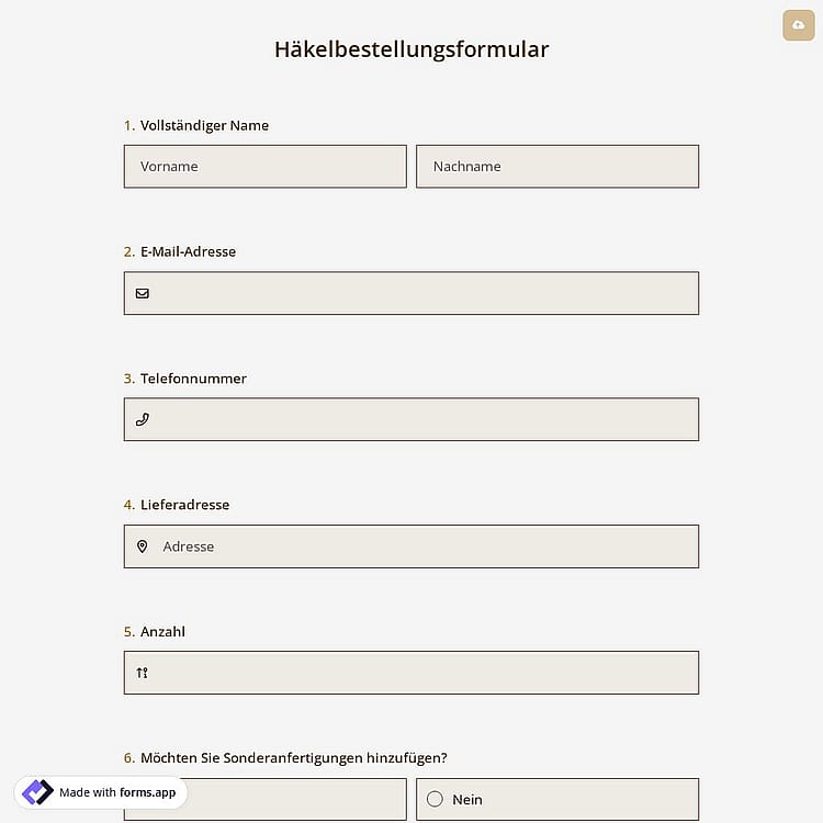 Häkelbestellungsformular