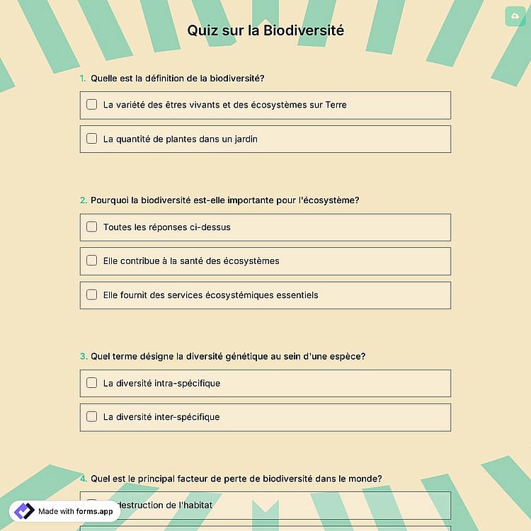 Quiz sur la Biodiversité