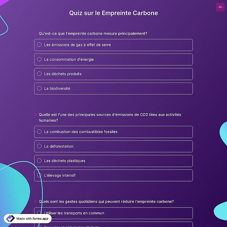 Quiz sur le Empreinte Carbone