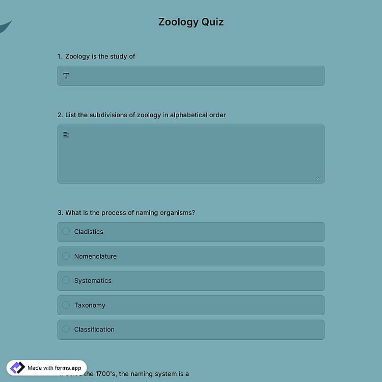 Zoology Quiz