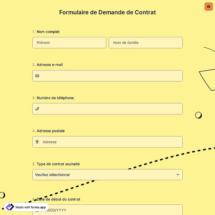 Formulaire de Demande de Contrat