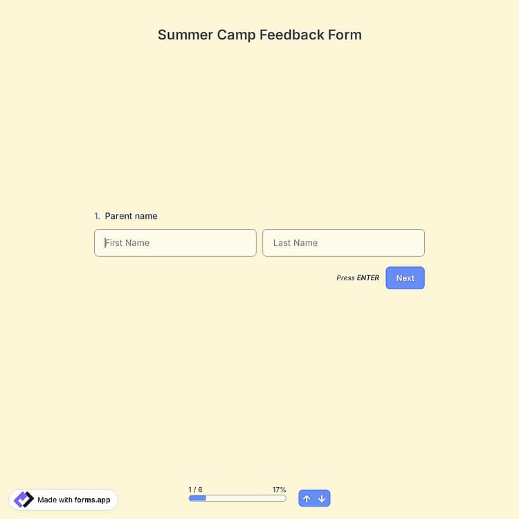 Summer Camp Feedback Form
