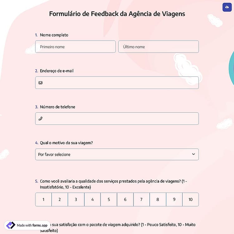 Formulário de Feedback da Agência de Viagens