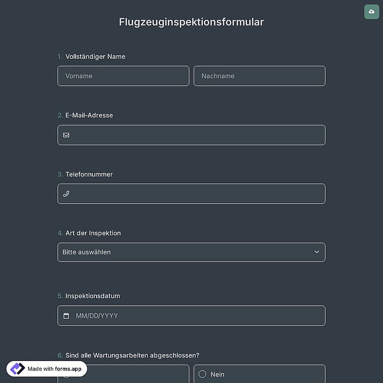 Flugzeuginspektionsformular