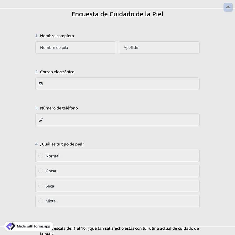 Encuesta de Cuidado de la Piel