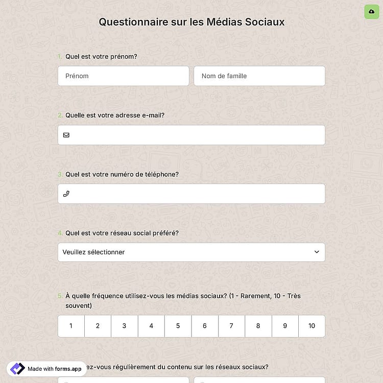 Questionnaire sur les Médias Sociaux