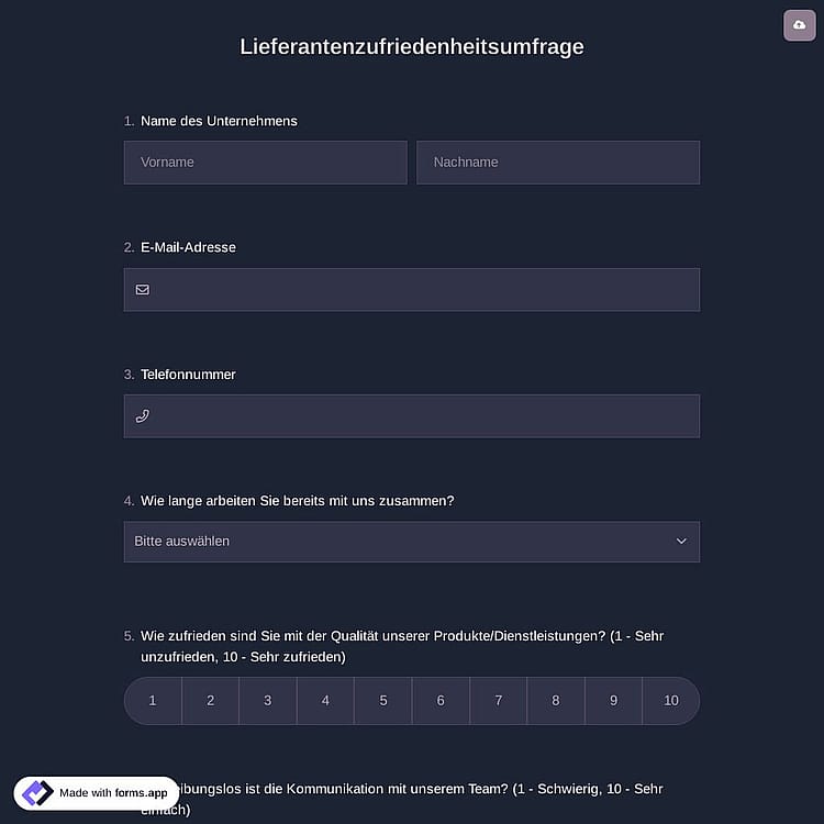 Lieferantenzufriedenheitsumfrage