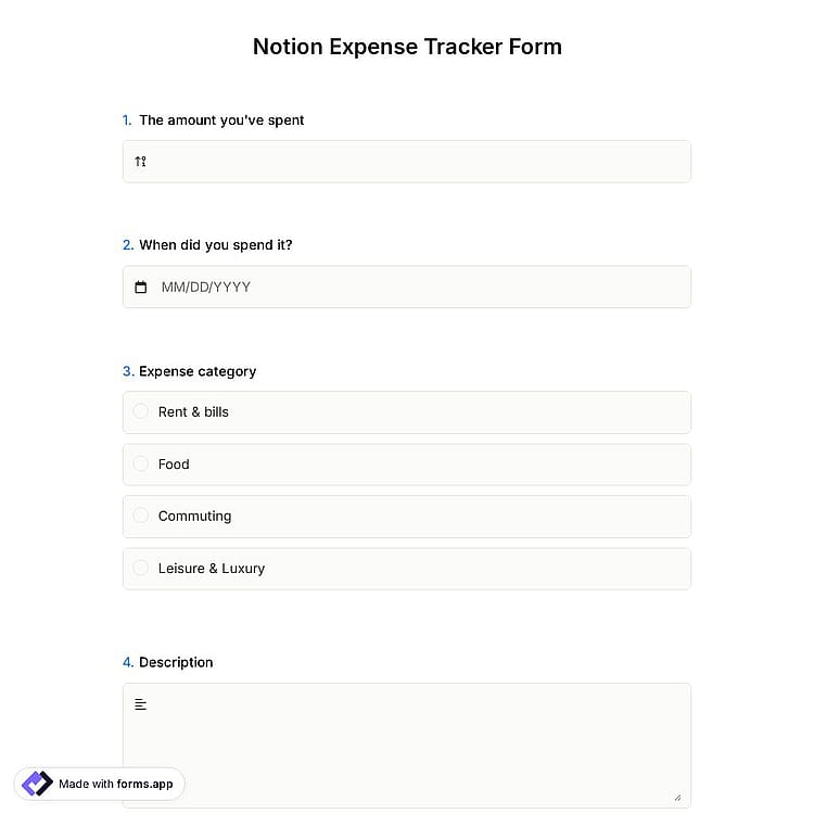 Notion Expense Tracker Form