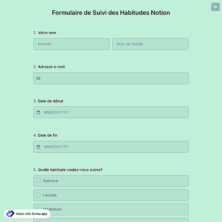 Formulaire de Suivi des Habitudes Notion