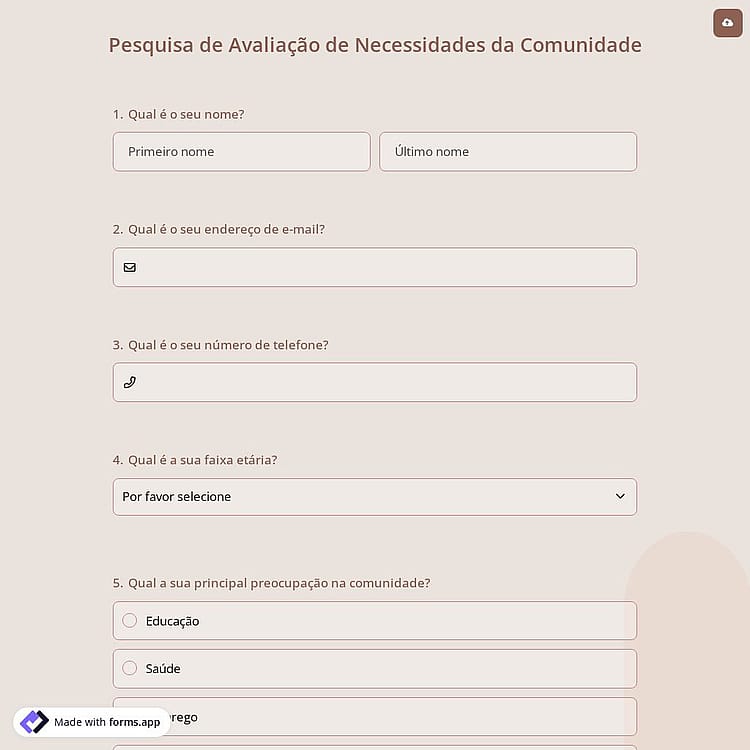 Pesquisa de Avaliação de Necessidades da Comunidade