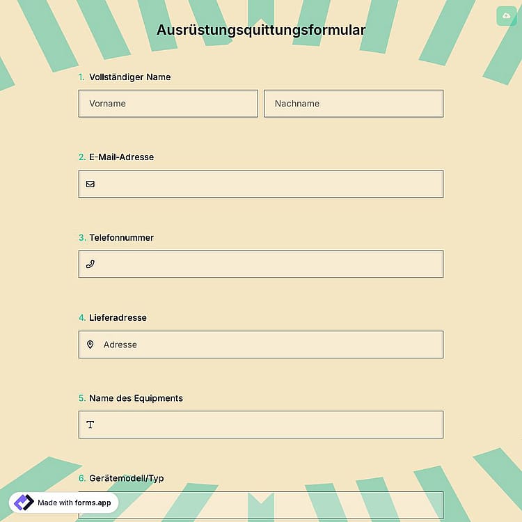 Ausrüstungsquittungsformular