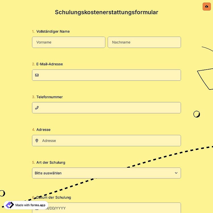 Schulungskostenerstattungsformular