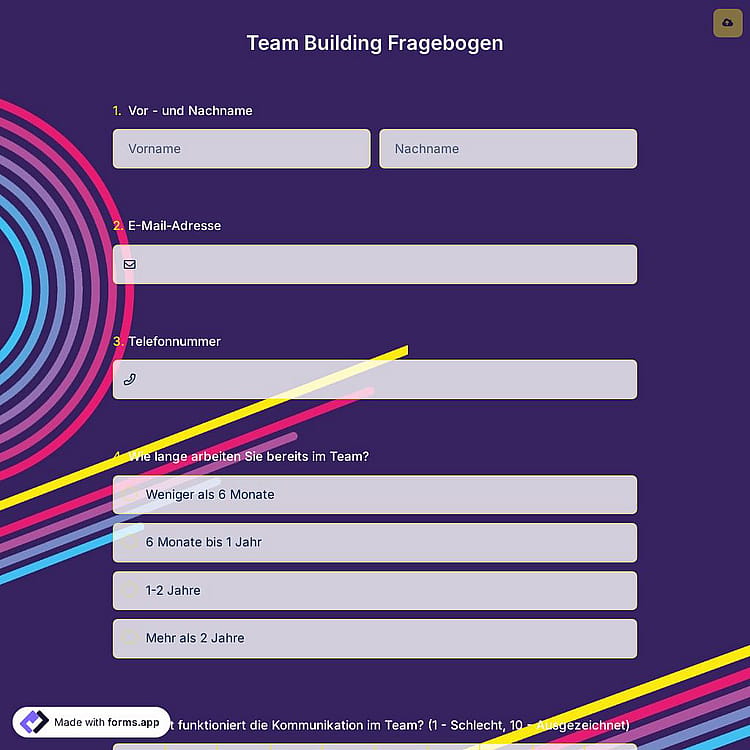 Team Building Fragebogen