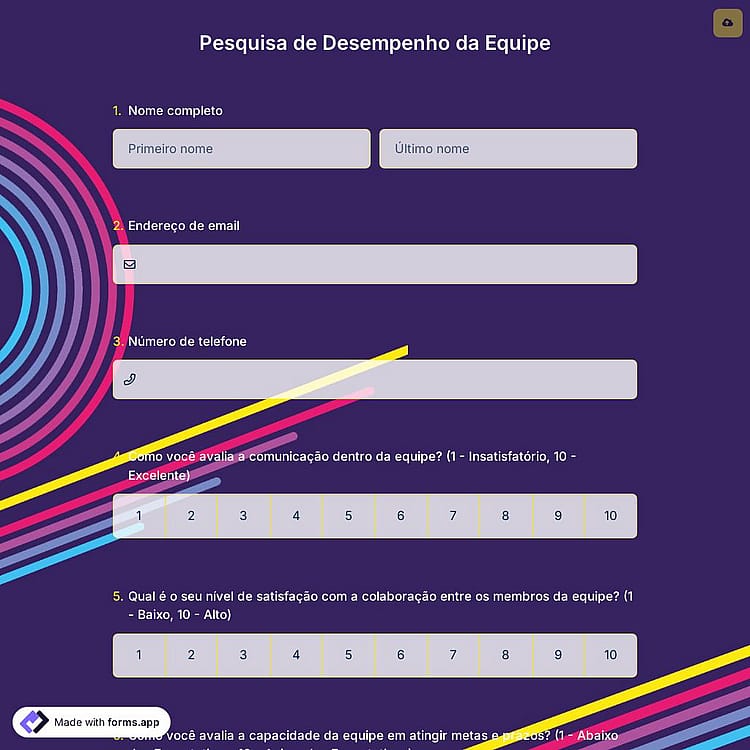 Pesquisa de Desempenho da Equipe