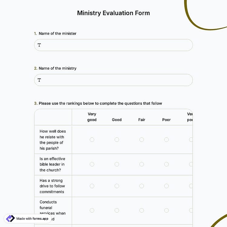 Ministry Evaluation Form