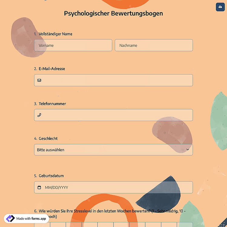 Psychologischer Bewertungsbogen