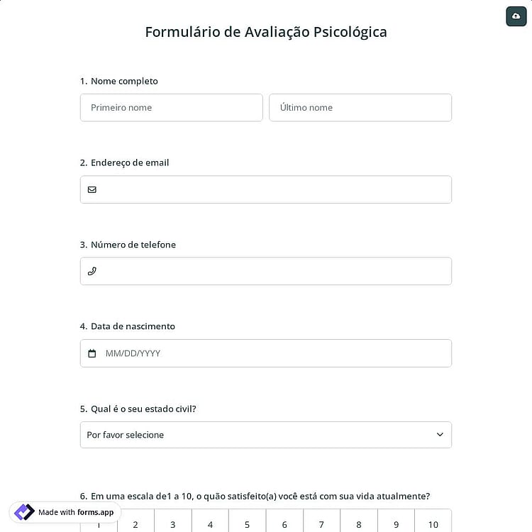 Formulário de Avaliação Psicológica