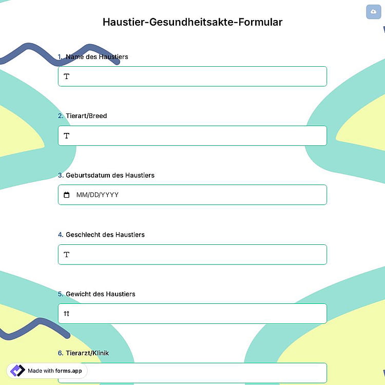 Haustier-Gesundheitsakte-Formular