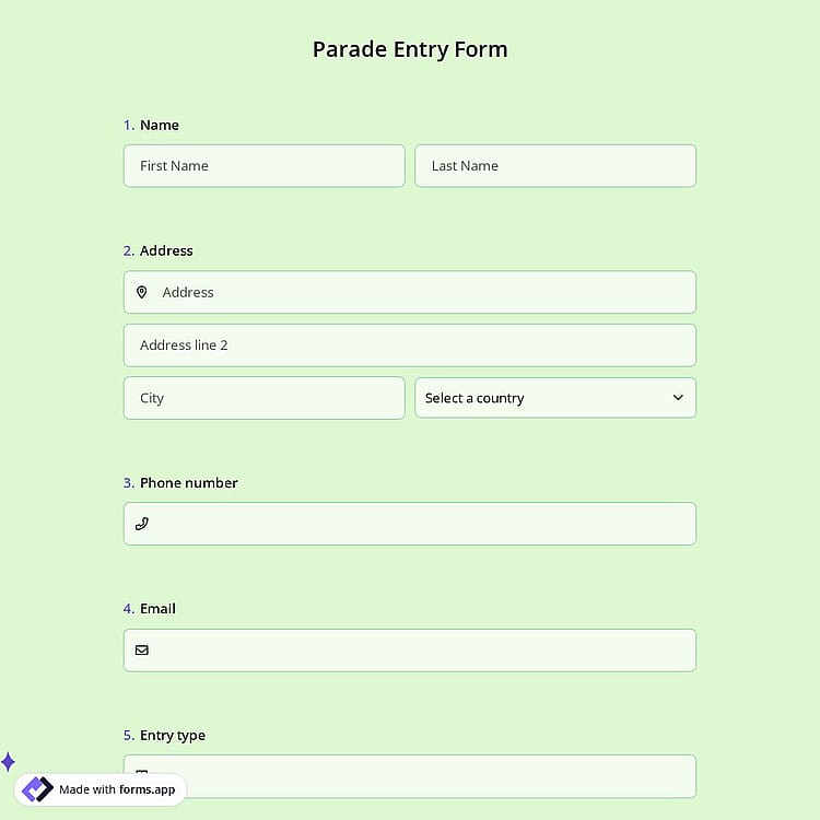 Parade Entry Form