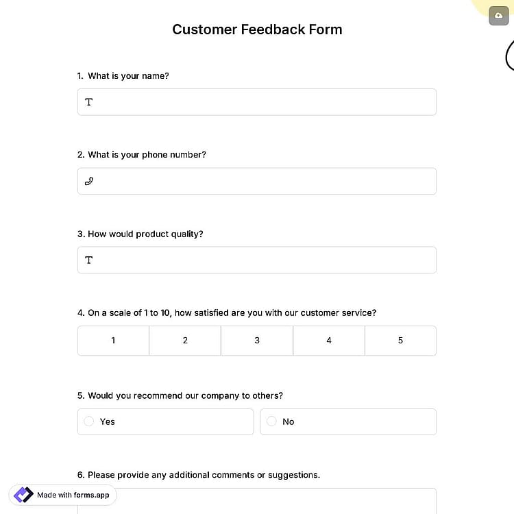Customer Feedback Form