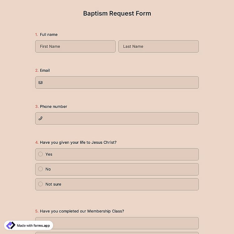 Baptism Request Form