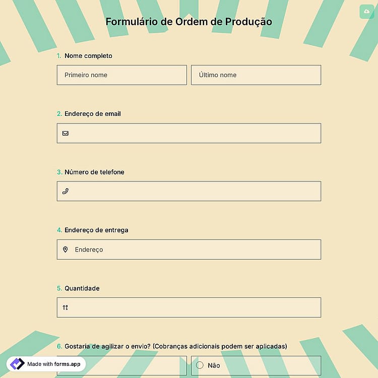 Formulário de Ordem de Produção
