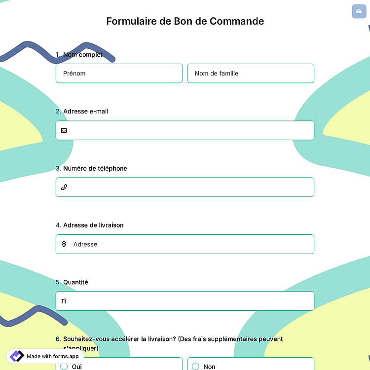 Formulaire de Bon de Commande