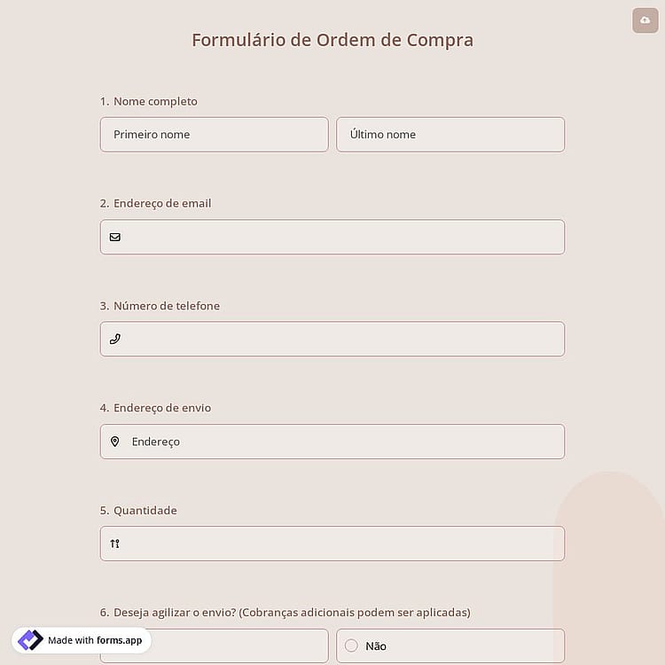 Formulário de Ordem de Compra