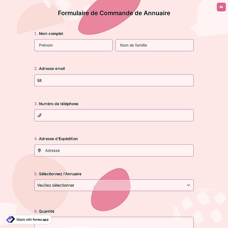 Formulaire de Commande de Annuaire