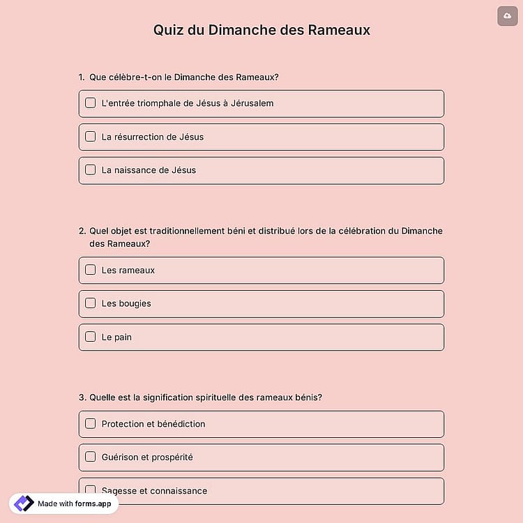 Quiz du Dimanche des Rameaux