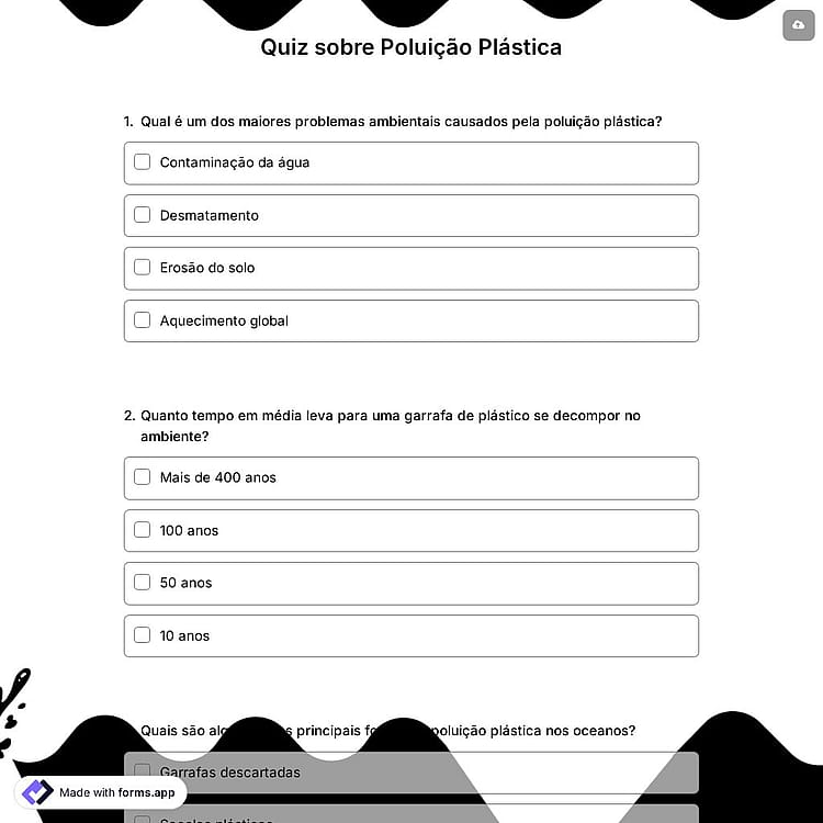 Quiz sobre Poluição Plástica