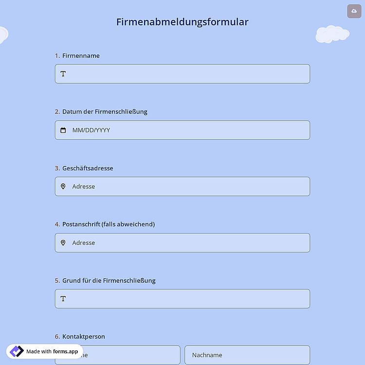 Firmenabmeldungsformular