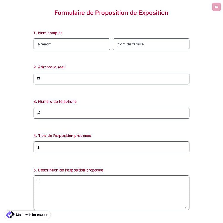 Formulaire de Proposition de Exposition