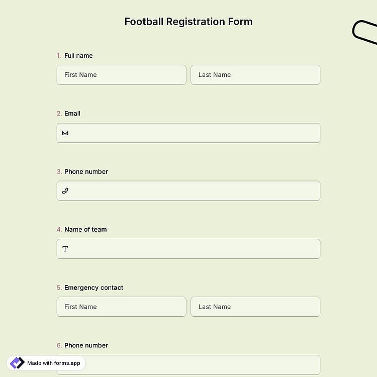 Football Registration Form