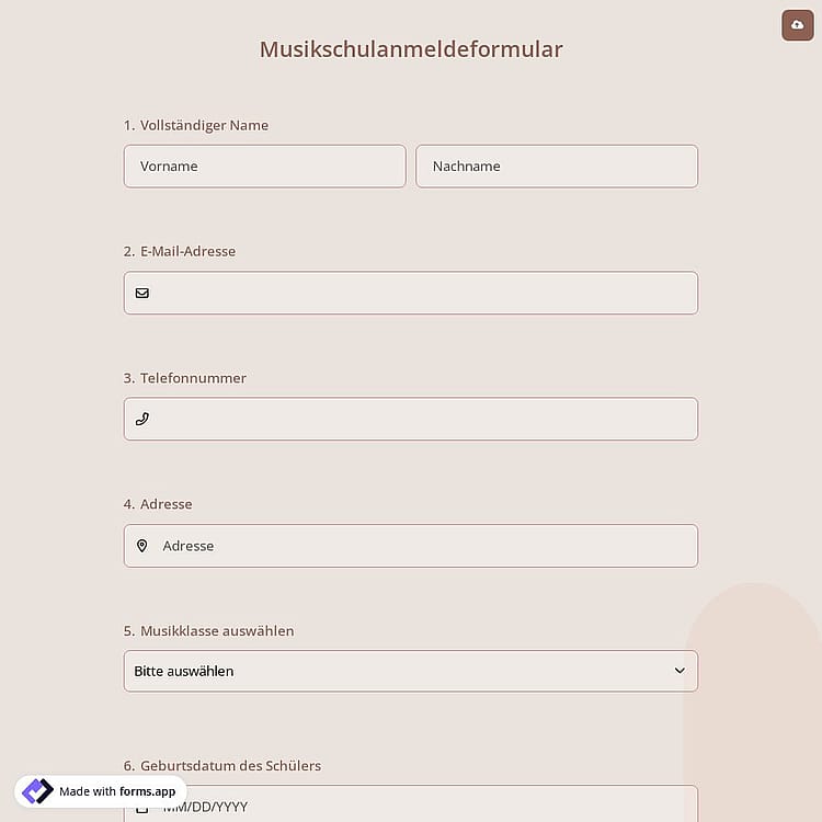 Musikschulanmeldeformular
