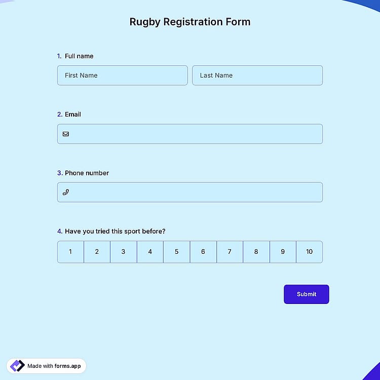Rugby Registration Form