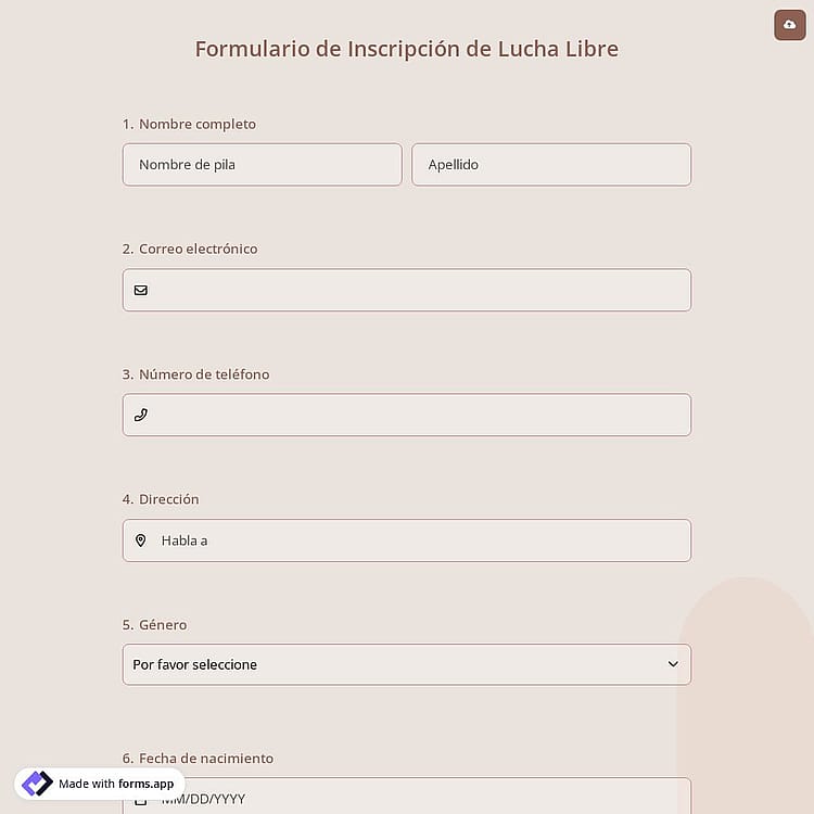 Formulario de Inscripción de Lucha Libre