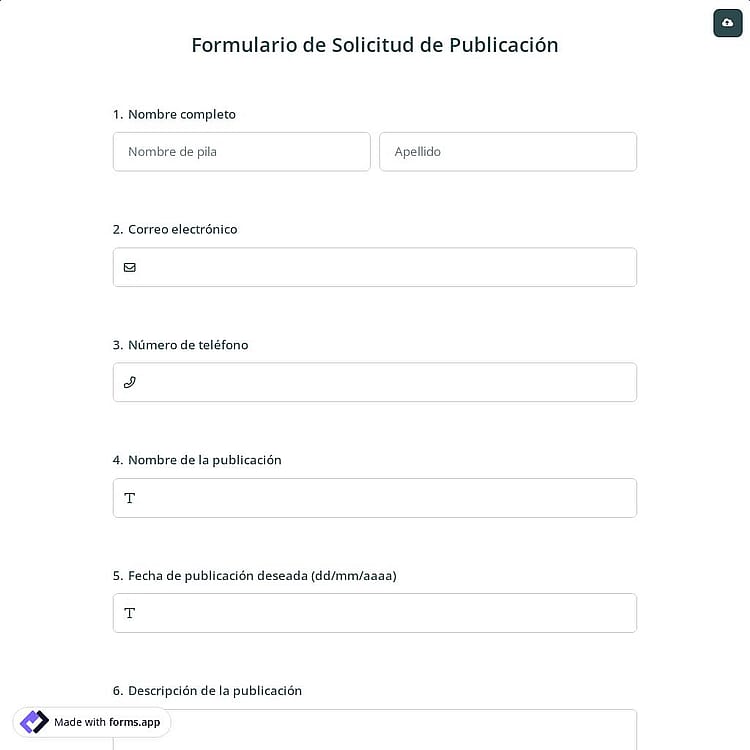 Formulario de Solicitud de Publicación
