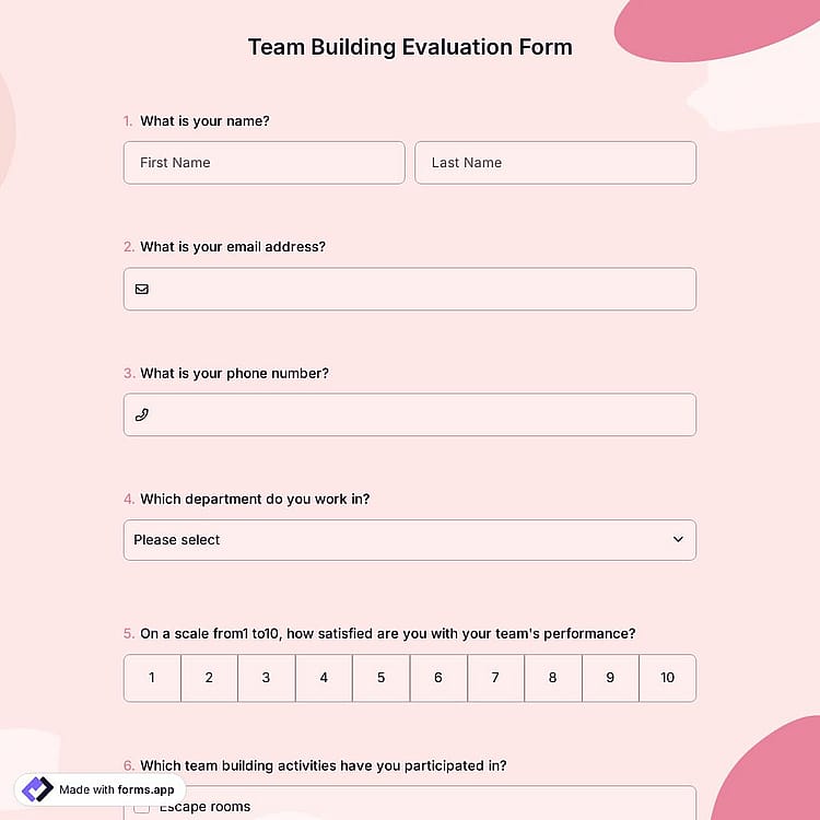 Team Building Evaluation Form
