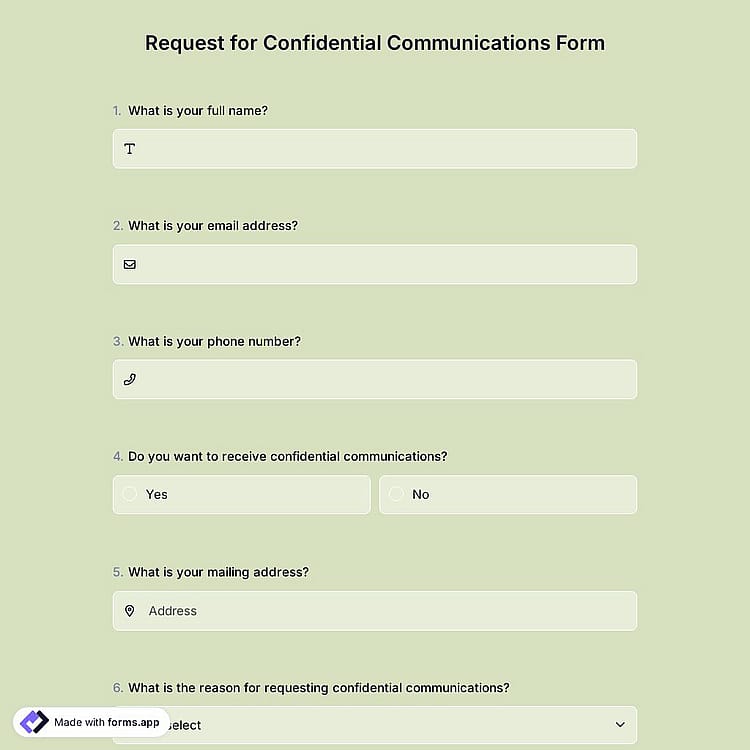 Request for Confidential Communications Form